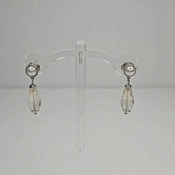 Lia Sophia Pearl Beaded Silver Drop Earrings - Picture 6 of 11